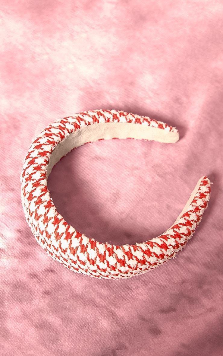 Red Gingham Check Padded Headband Product Image