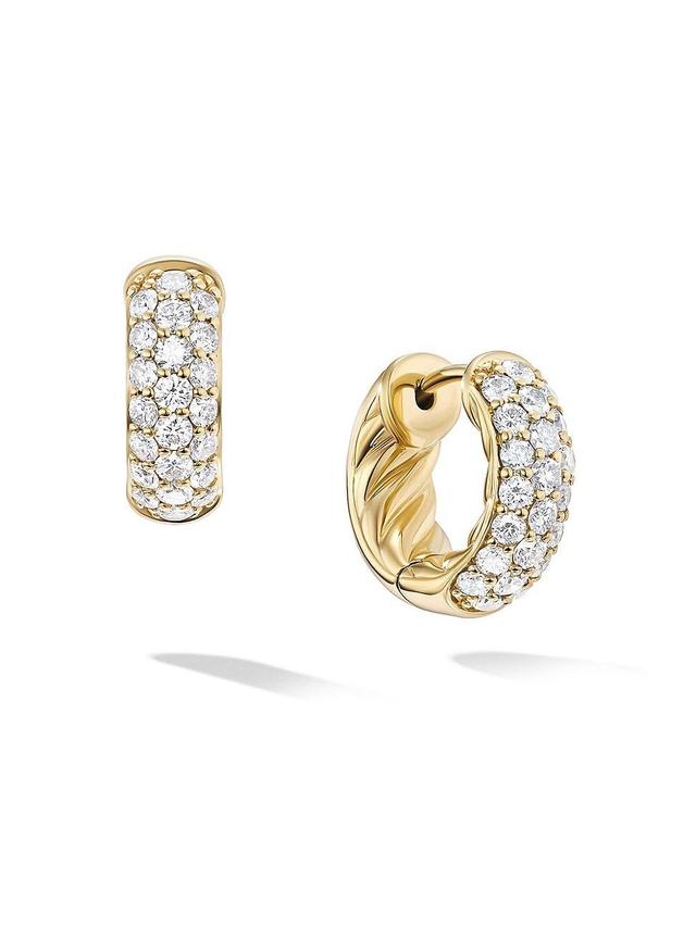 Womens DY Mercer Micro Hoop Earrings In 18K Yellow Gold With Pav Diamonds Product Image