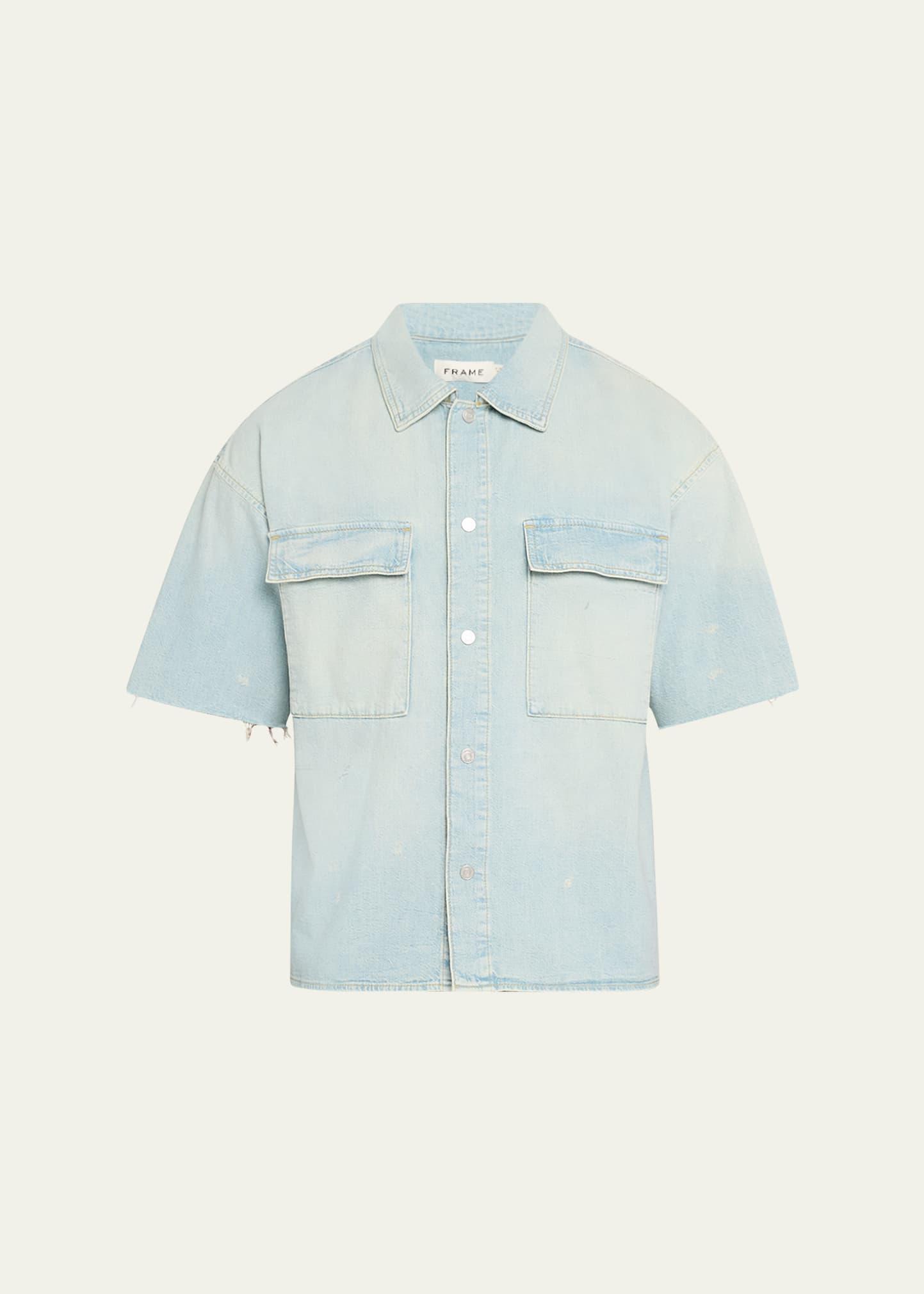 Mens Denim Short-Sleeve Shirt Product Image