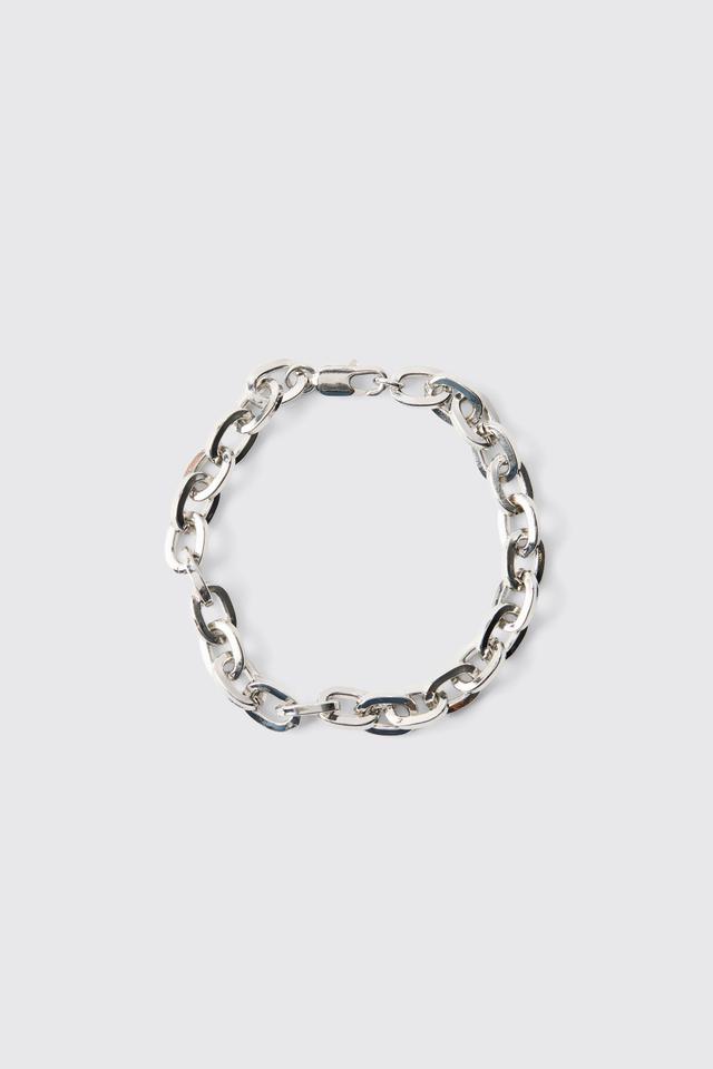 Chunky Metal Chain Bracelet In Silver | boohooMAN USA Product Image