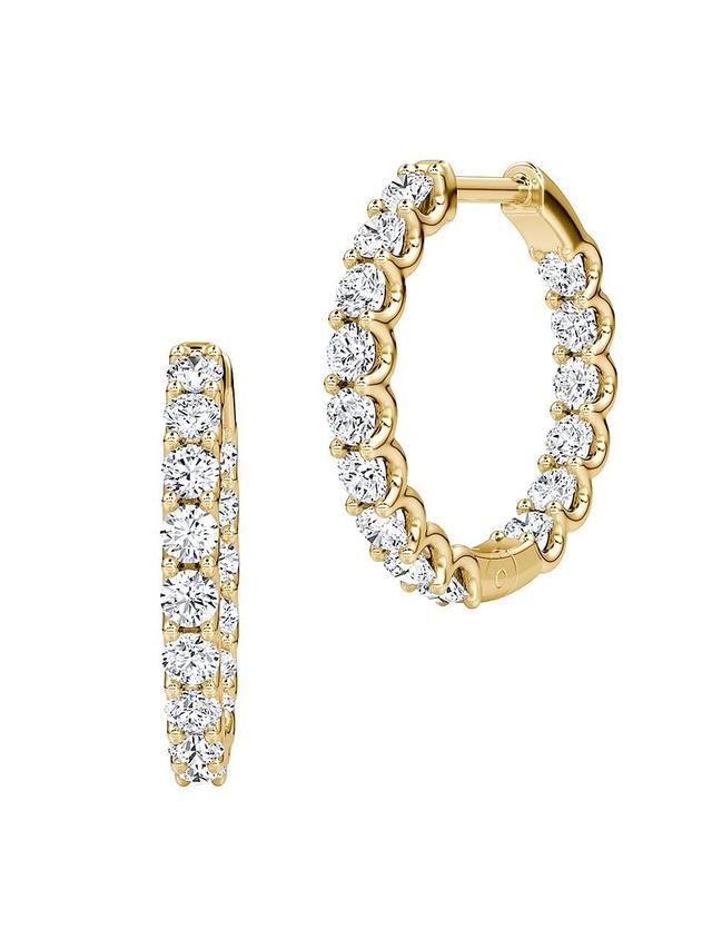 Womens Huggie Hoops 14K Gold & 1.50 TCW Lab-Grown Diamond Full Eternity Hoop Earrings Product Image