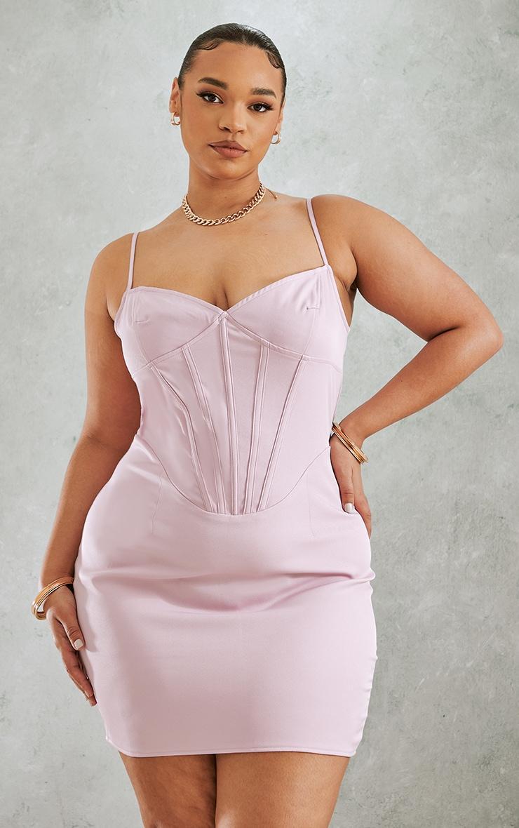 Plus Dusty Pink Strap Detail Bodycon Dress Product Image