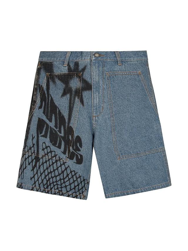 Mens Graphic Logo Denim Shorts Product Image