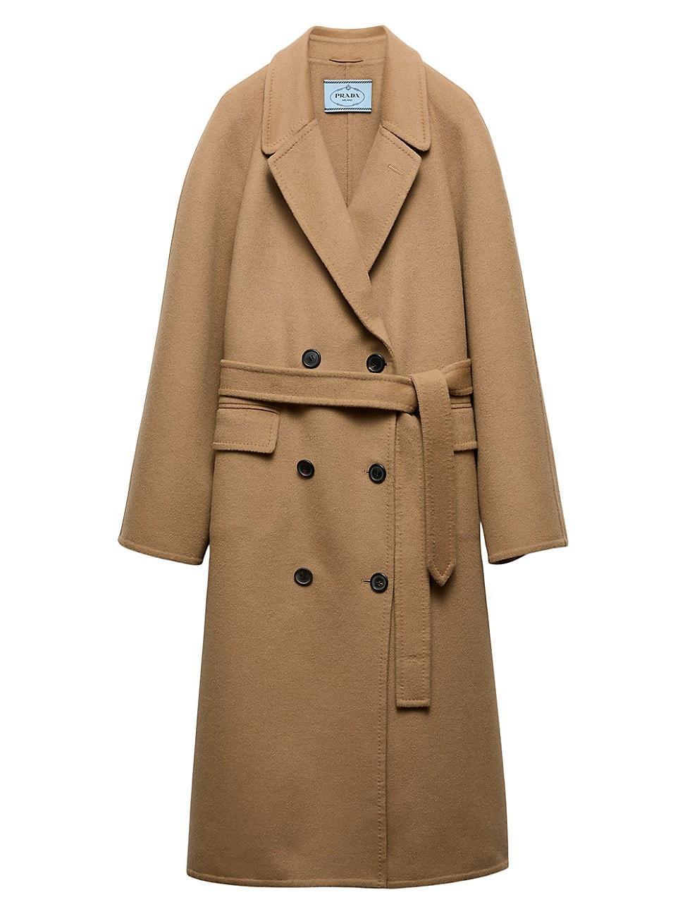 Womens Double-Breasted Cashgora Coat Product Image