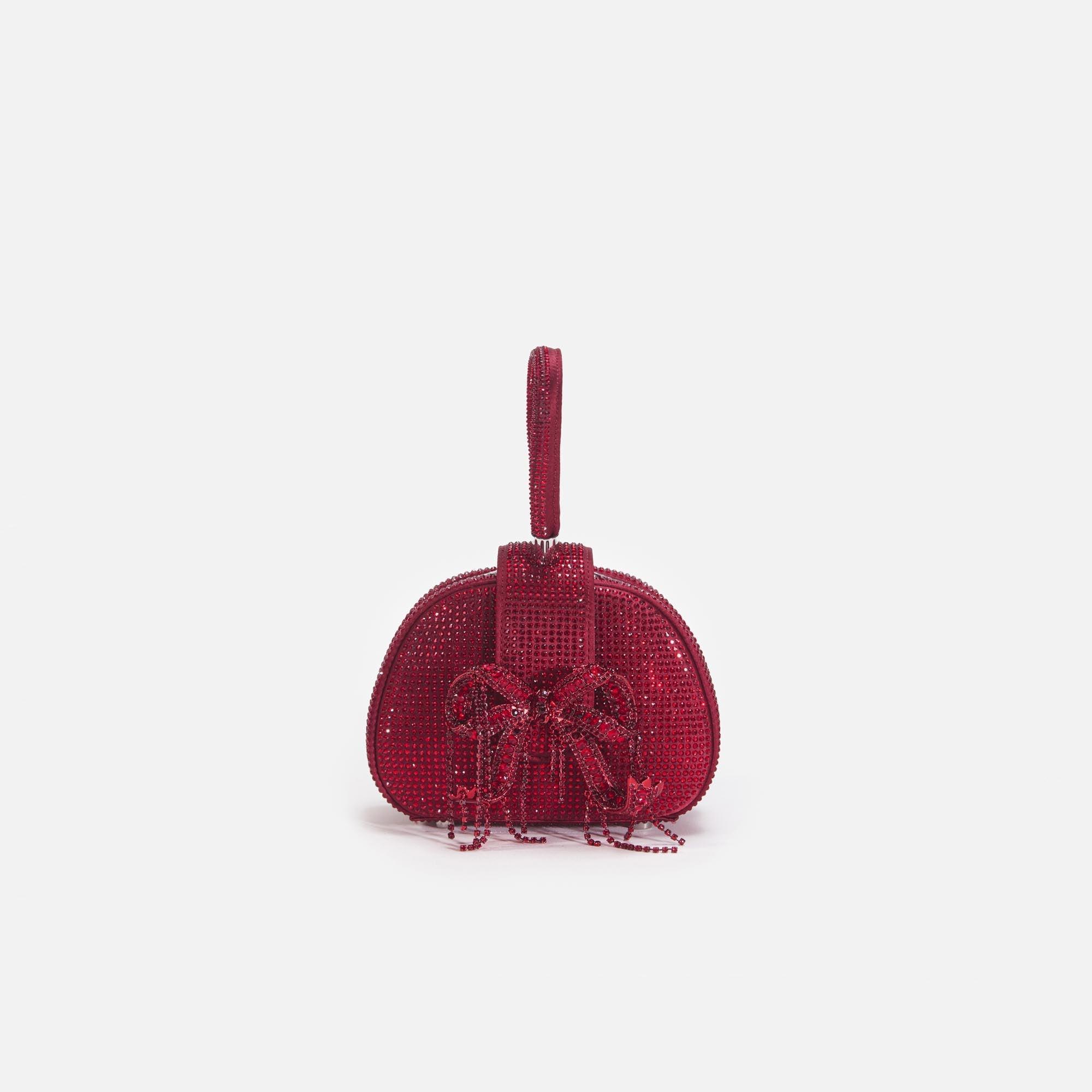 Burgundy Rhinestone Top Handle Micro Bag Product Image