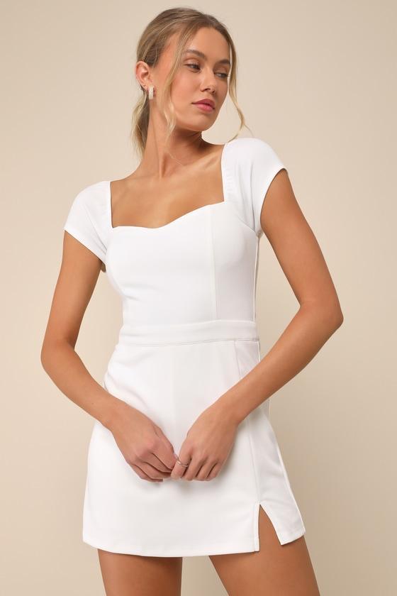 Remarkably Perfect White Short Sleeve Skort Romper Product Image