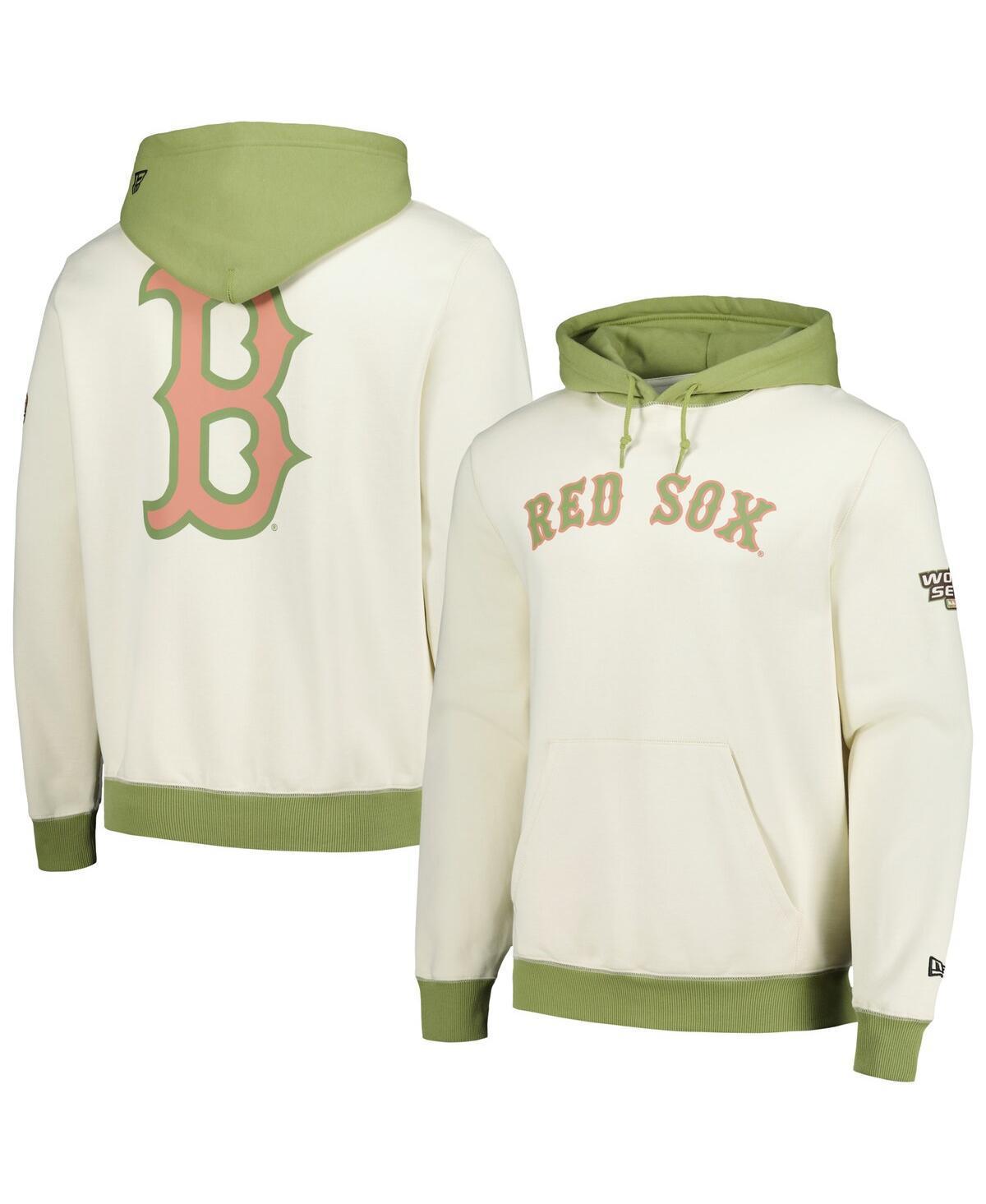 Mens New Era Cream/Green Boston Red Sox Color Pop Pullover Hoodie Product Image