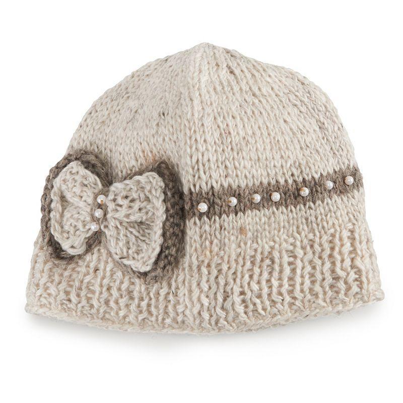 Womens SIJJL Wool Beaded Bow Beanie Product Image