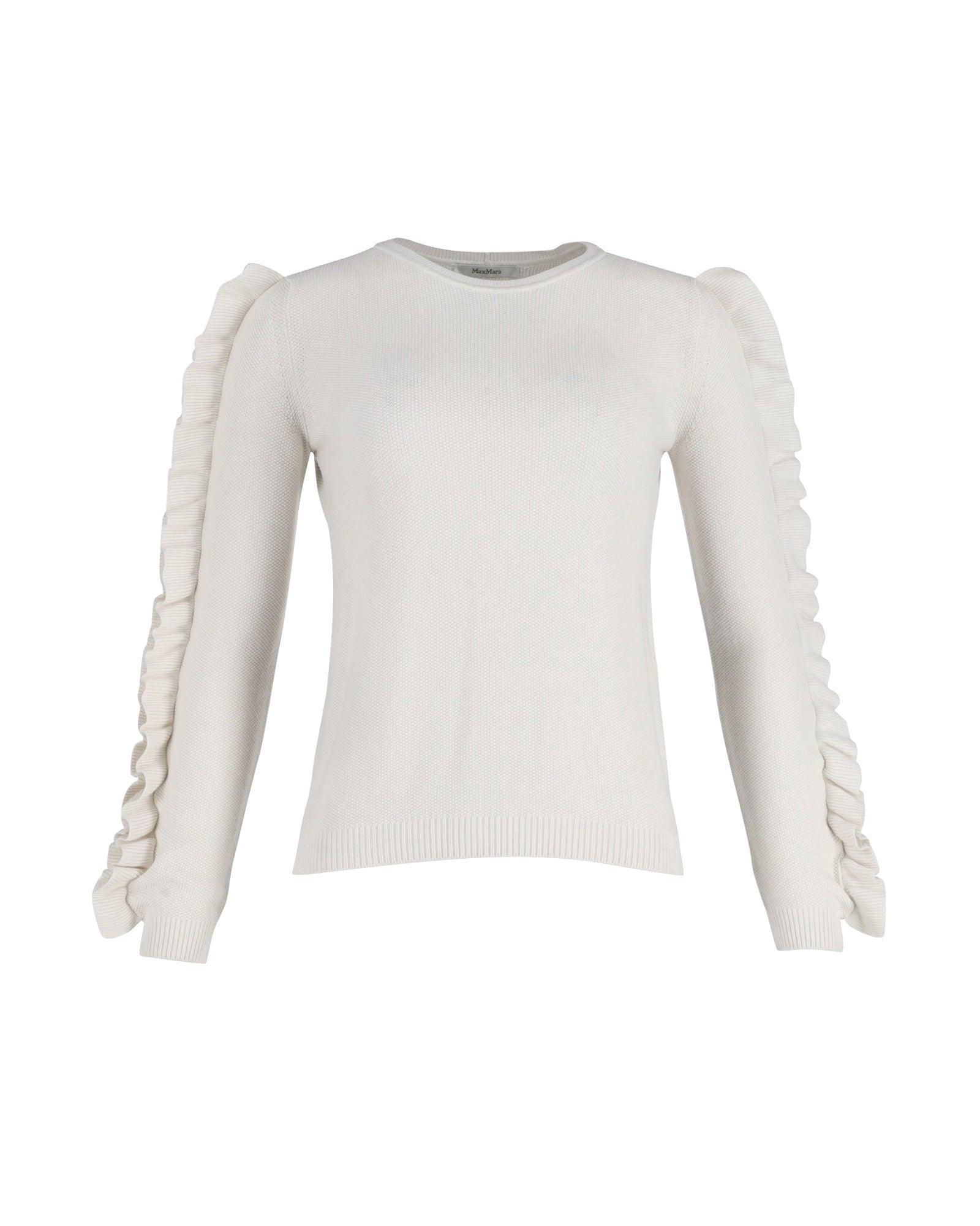 Genero Ruffled Jersey Sweater In White Product Image