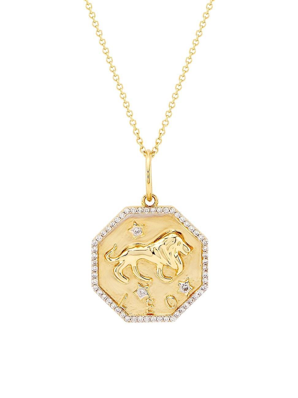 Womens 14K Yellow Gold & 0.2 TCW Diamond Zodiac Pendant Necklace Product Image