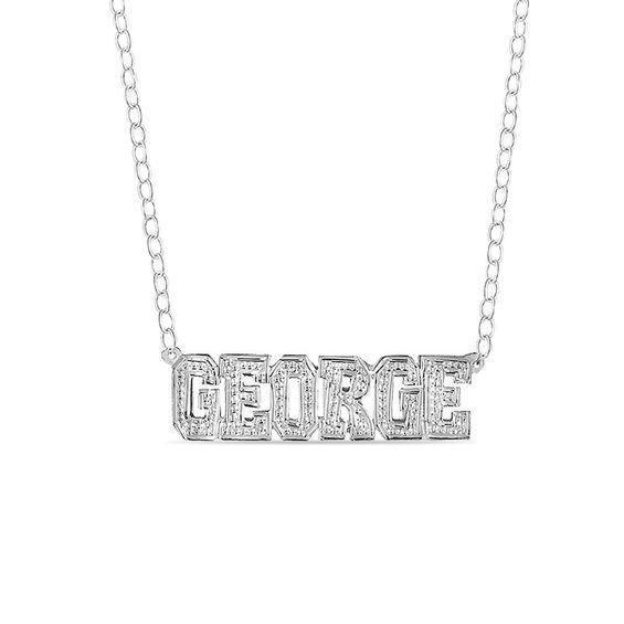 Men's Diamond-Cut Uppercase Name Necklace in Sterling Silver (1 Line) Product Image