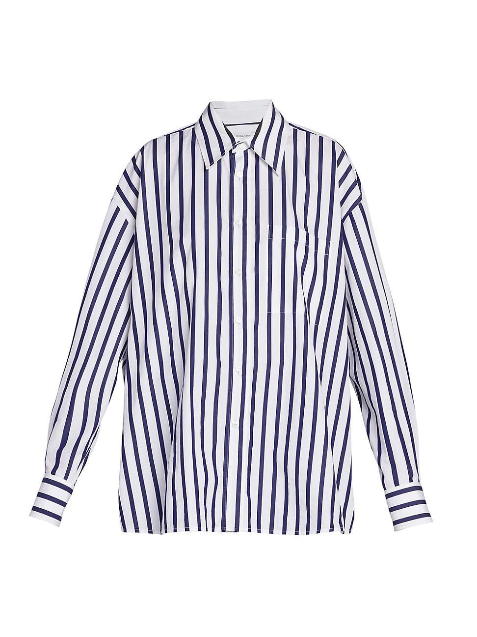 Womens Oversized Striped Poplin Shirt Product Image