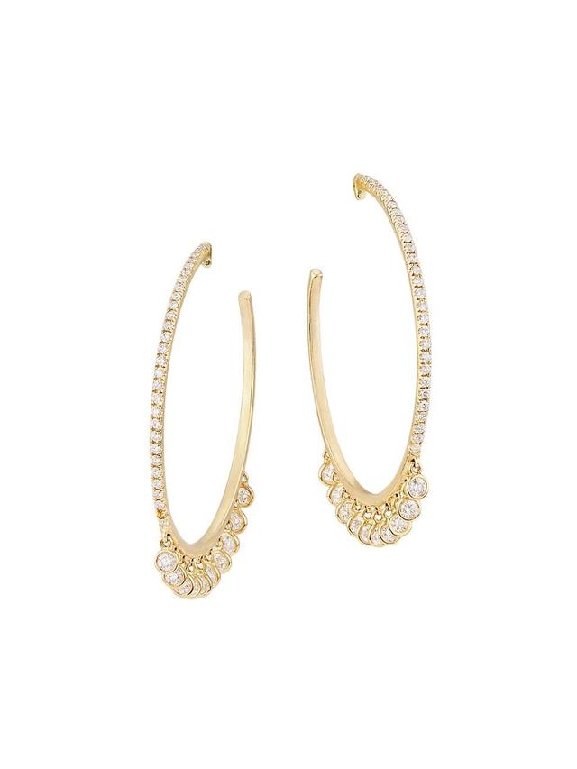 Womens 14K Yellow Gold & 1.06 TCW Diamond Hoop Earrings Product Image