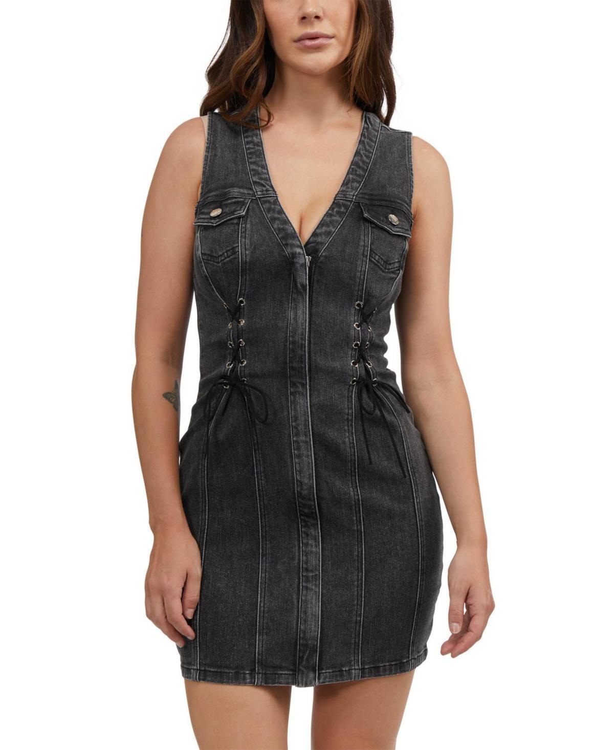 Bebe Womens Corset Detail Denim Dress Product Image