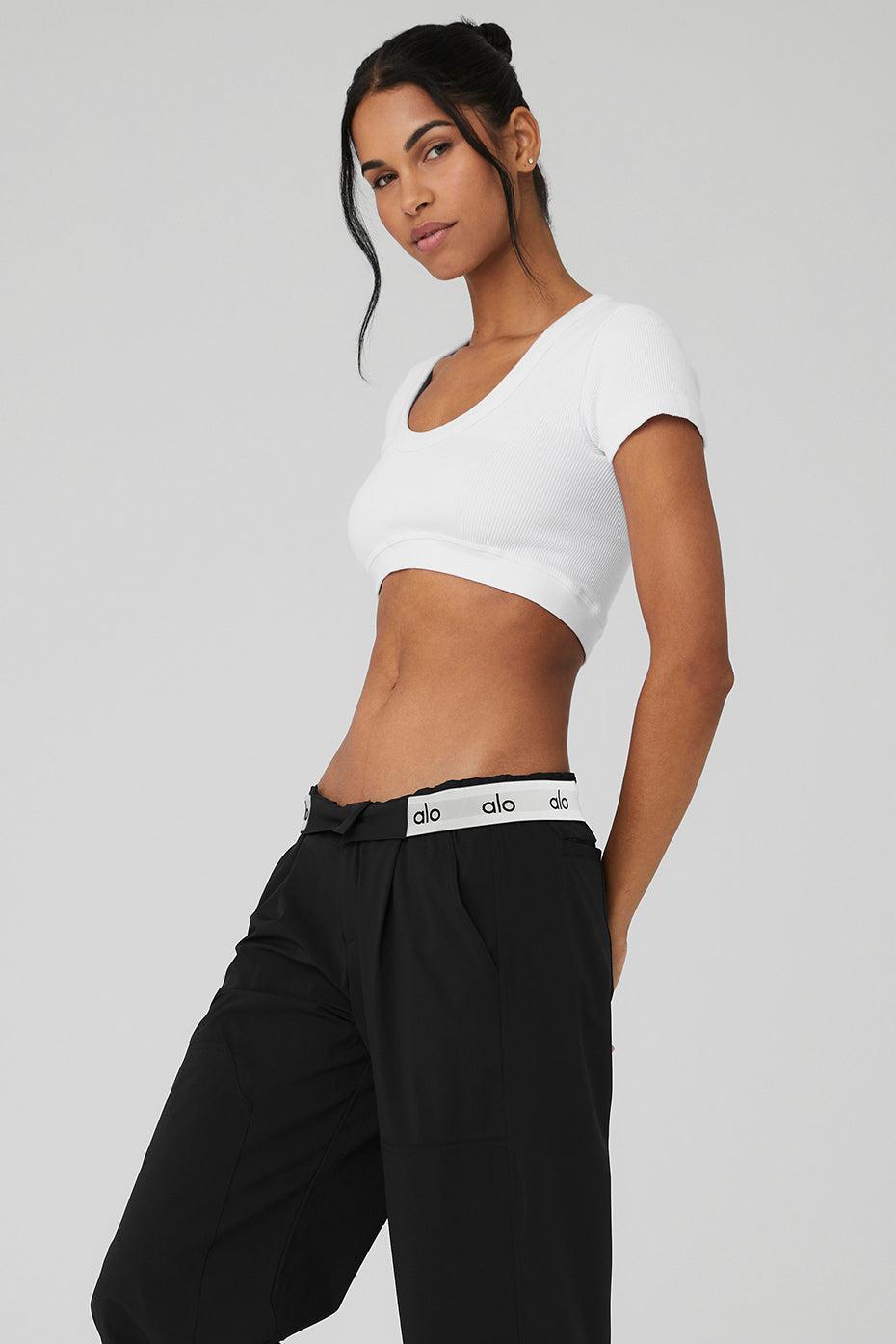 Seamless Ribbed Cropped Serene Short Sleeve - White Female Product Image