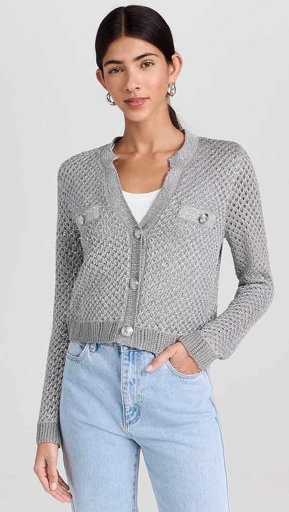 L'AGENCE Blanca Sequin Crop Cardigan | Shopbop Product Image