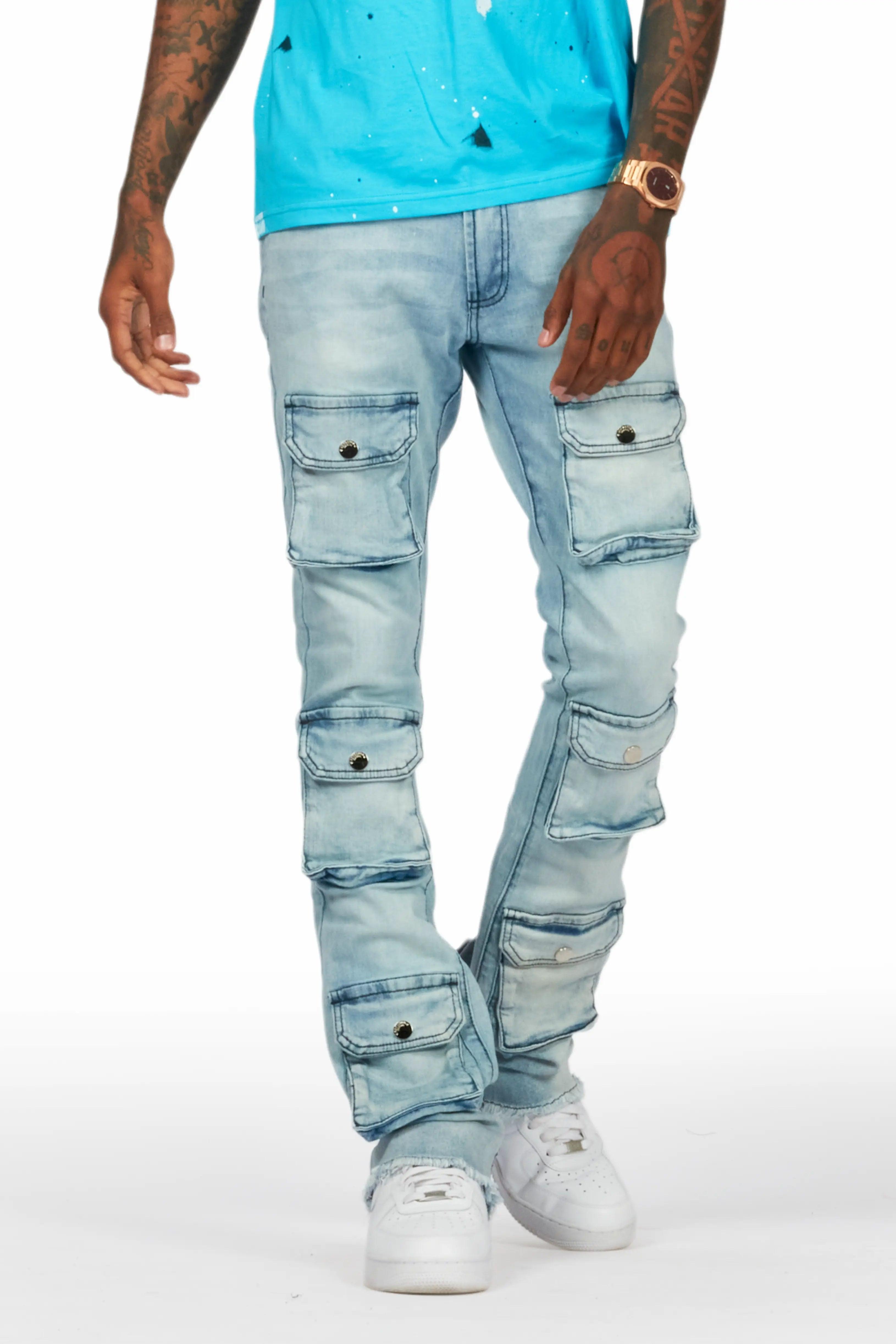 Tenzin Blue Stacked Flare Jean Male Product Image