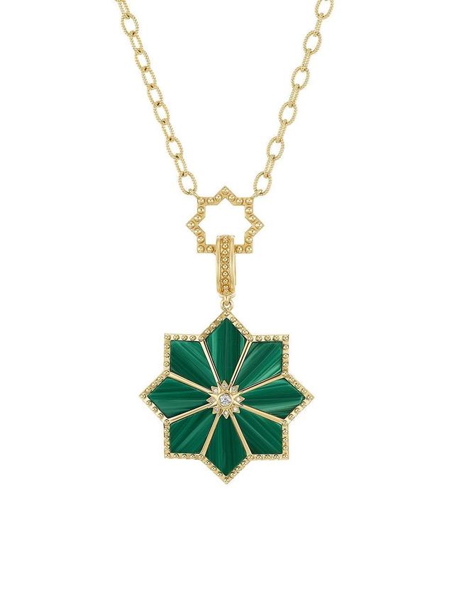 Womens Fez 18K Yellow Gold, Malachite & .063 TCW Diamond Pendant Necklace Product Image