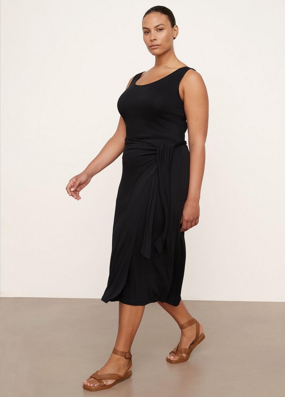 Womens Scoop Neck Camisole Wrap Dress, Black, Size 2XL Vince Product Image