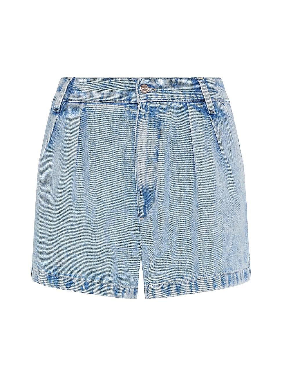 Womens Pleated Denim Shorts Product Image