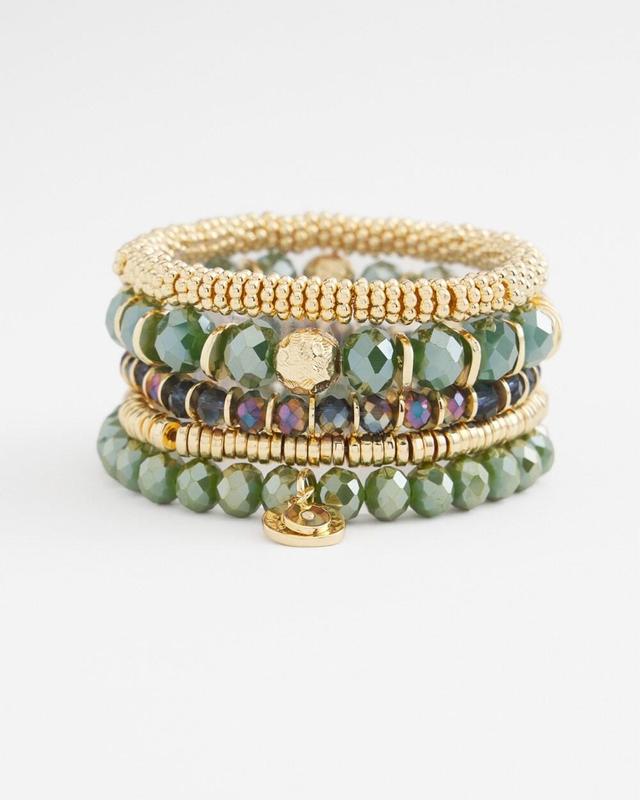 Set of Five Green Stretch Bracelets   Chico's - Green - Women Product Image