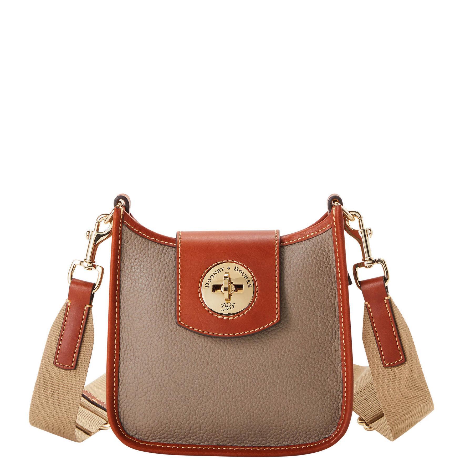 Dooney & Bourke Womens Pebble Turnlock Leather Messenger 20 Bag in Caramel Product Image