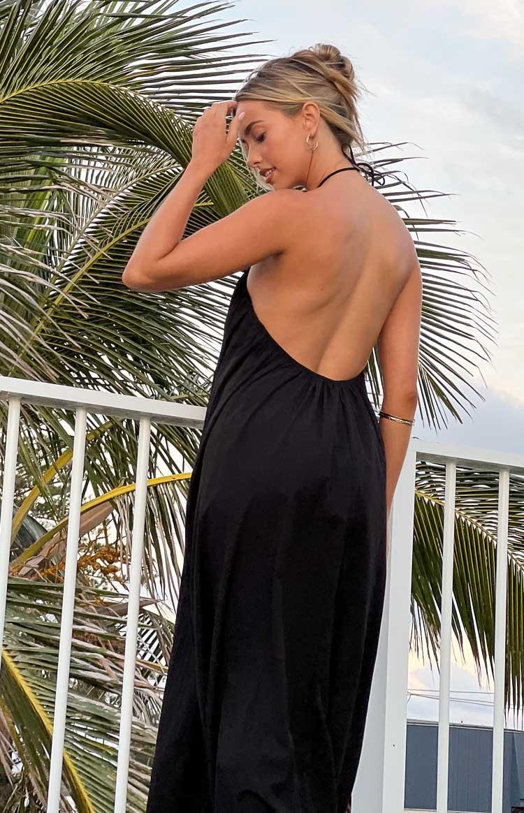 Ziggy Black Halter Neck Maxi Dress Product Image