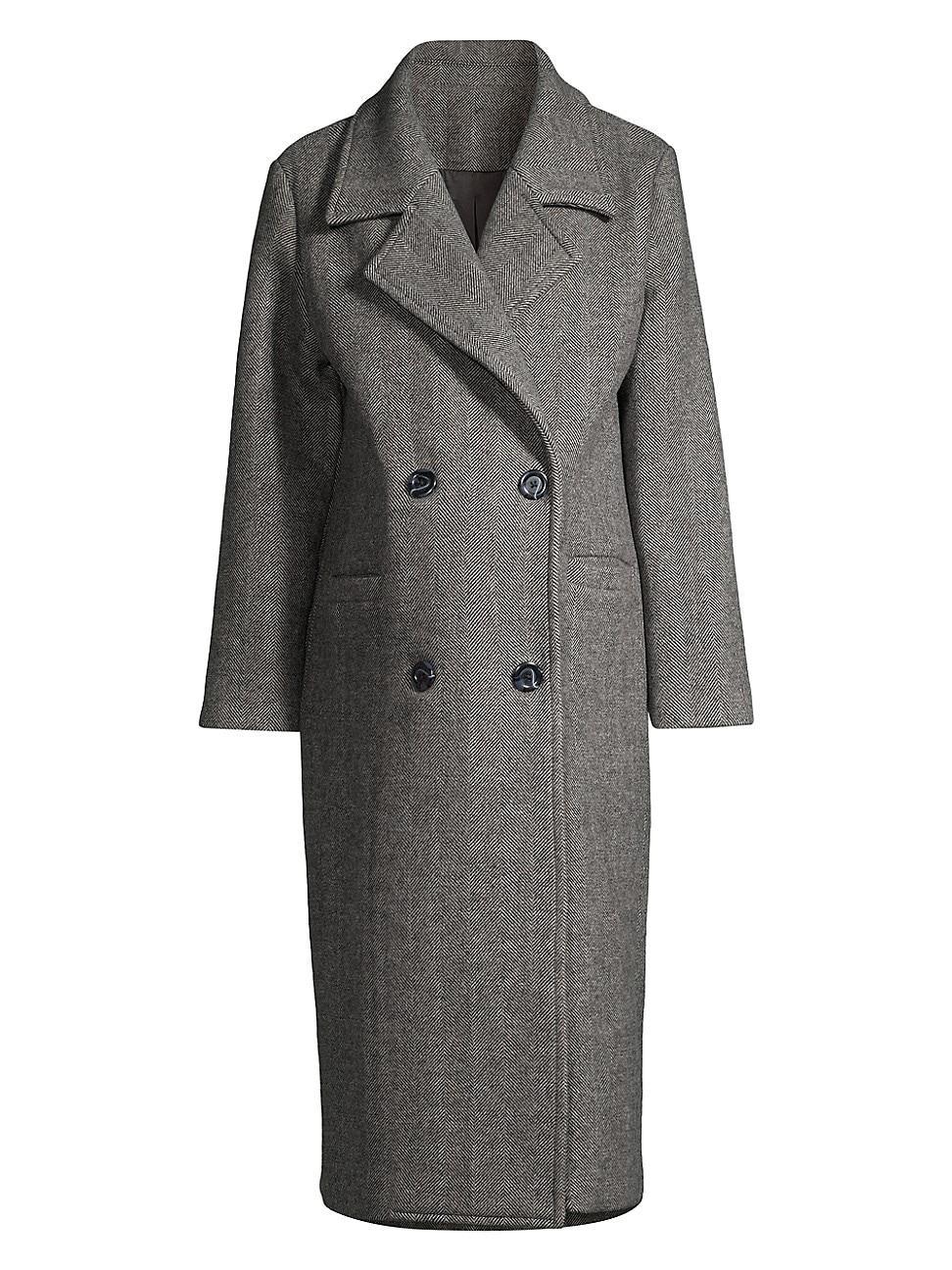 Womens Amanda Herringbone Wool Double-Breasted Maternity Coat Product Image