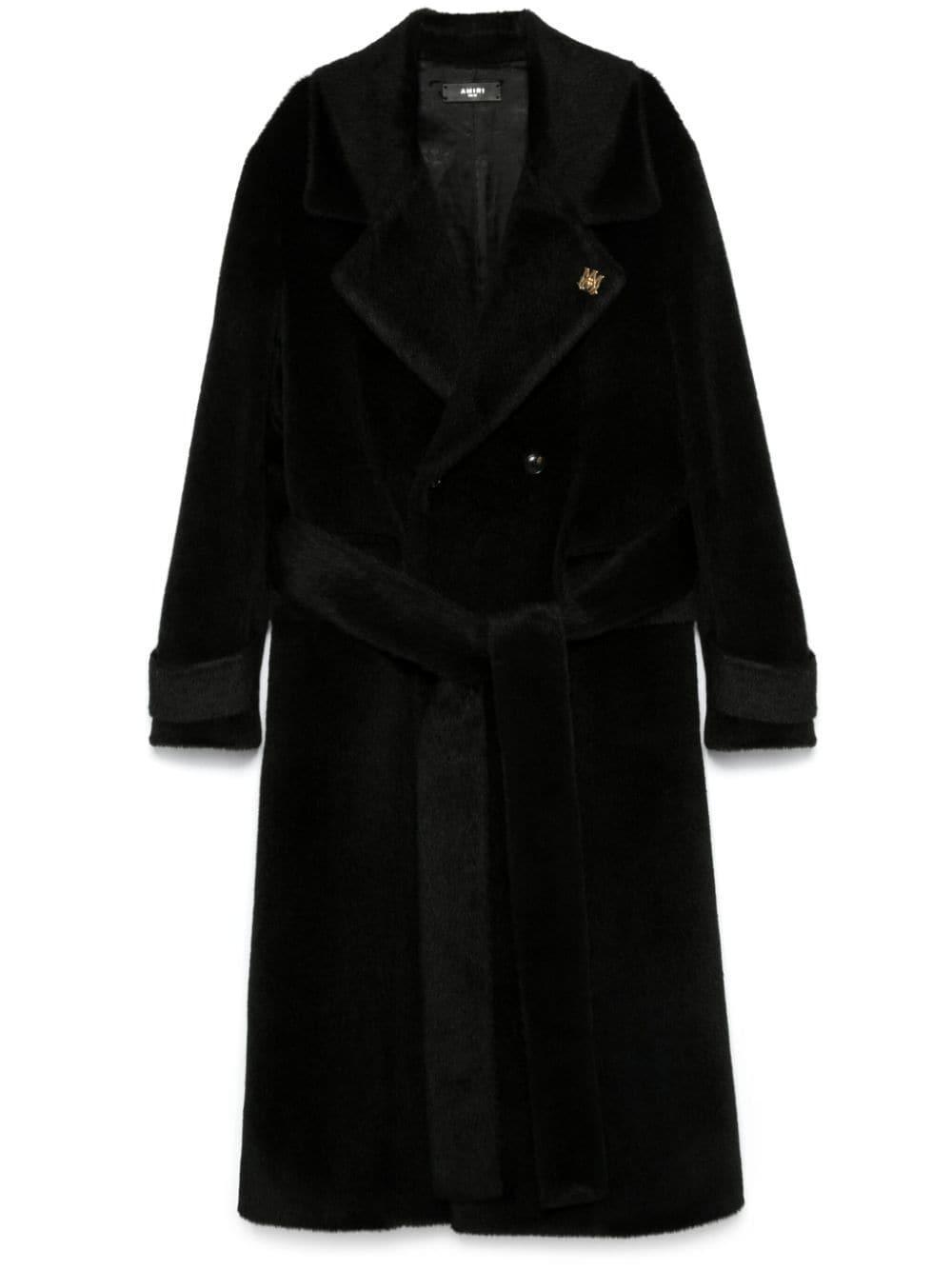 Brushed-effect Coat In Black Product Image