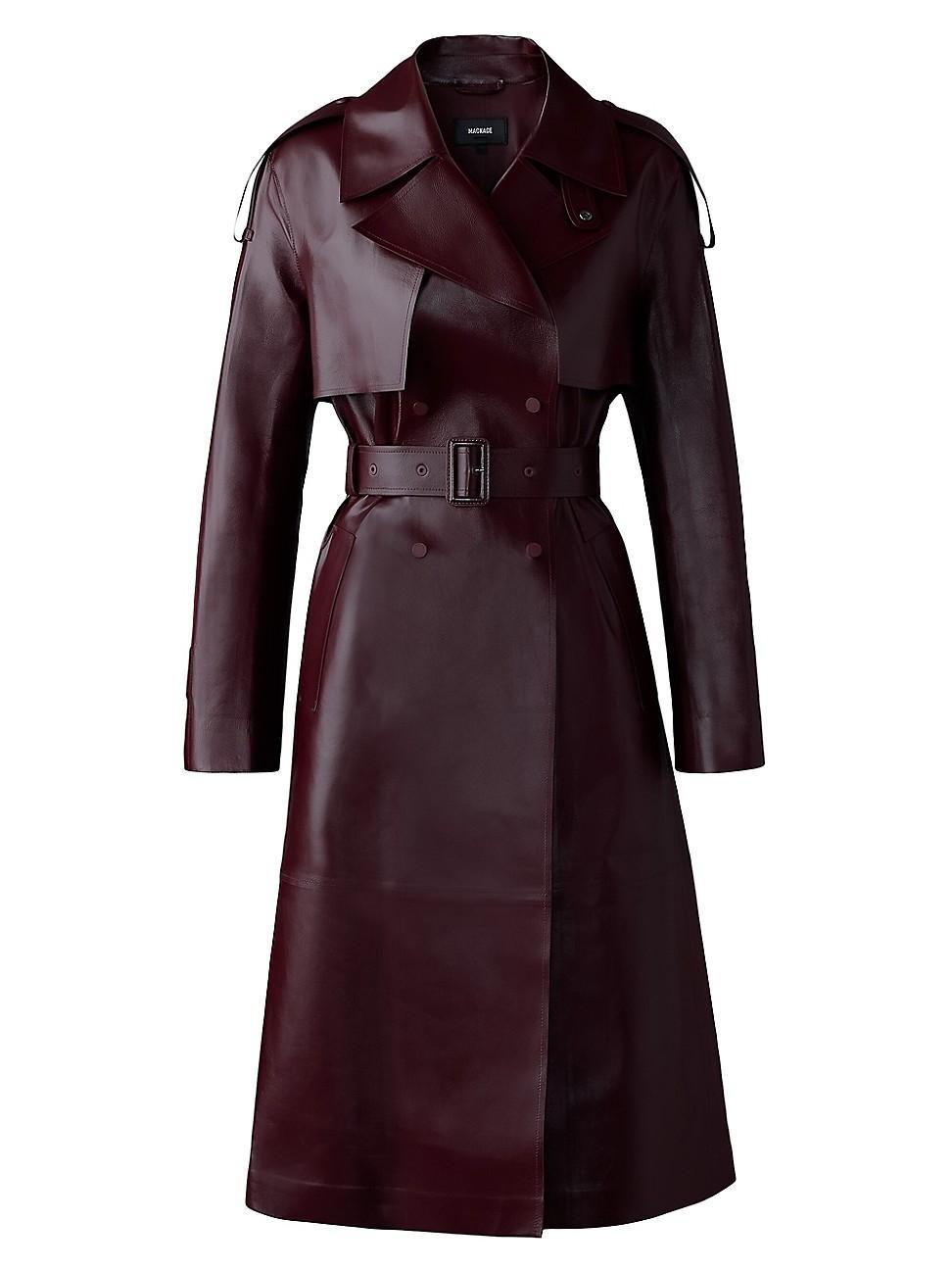 Womens Carmela Leather Belted Trench Coat Product Image