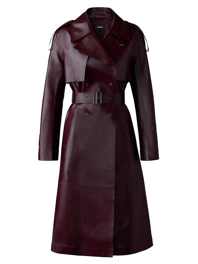 Womens Carmela Leather Belted Trench Coat Product Image