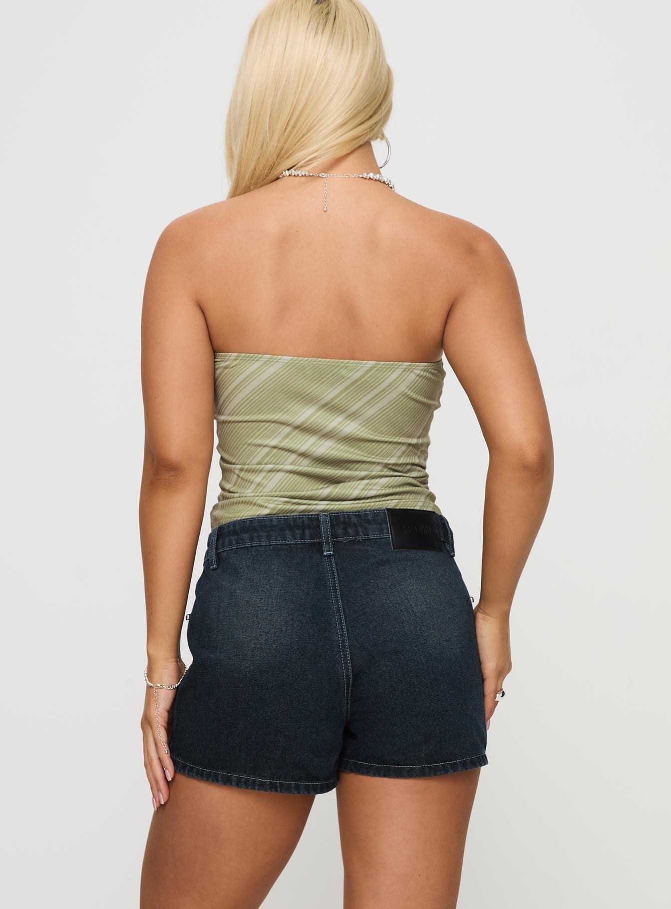 Lafina Zip Mini Skort Dark Wash Denim Product Image