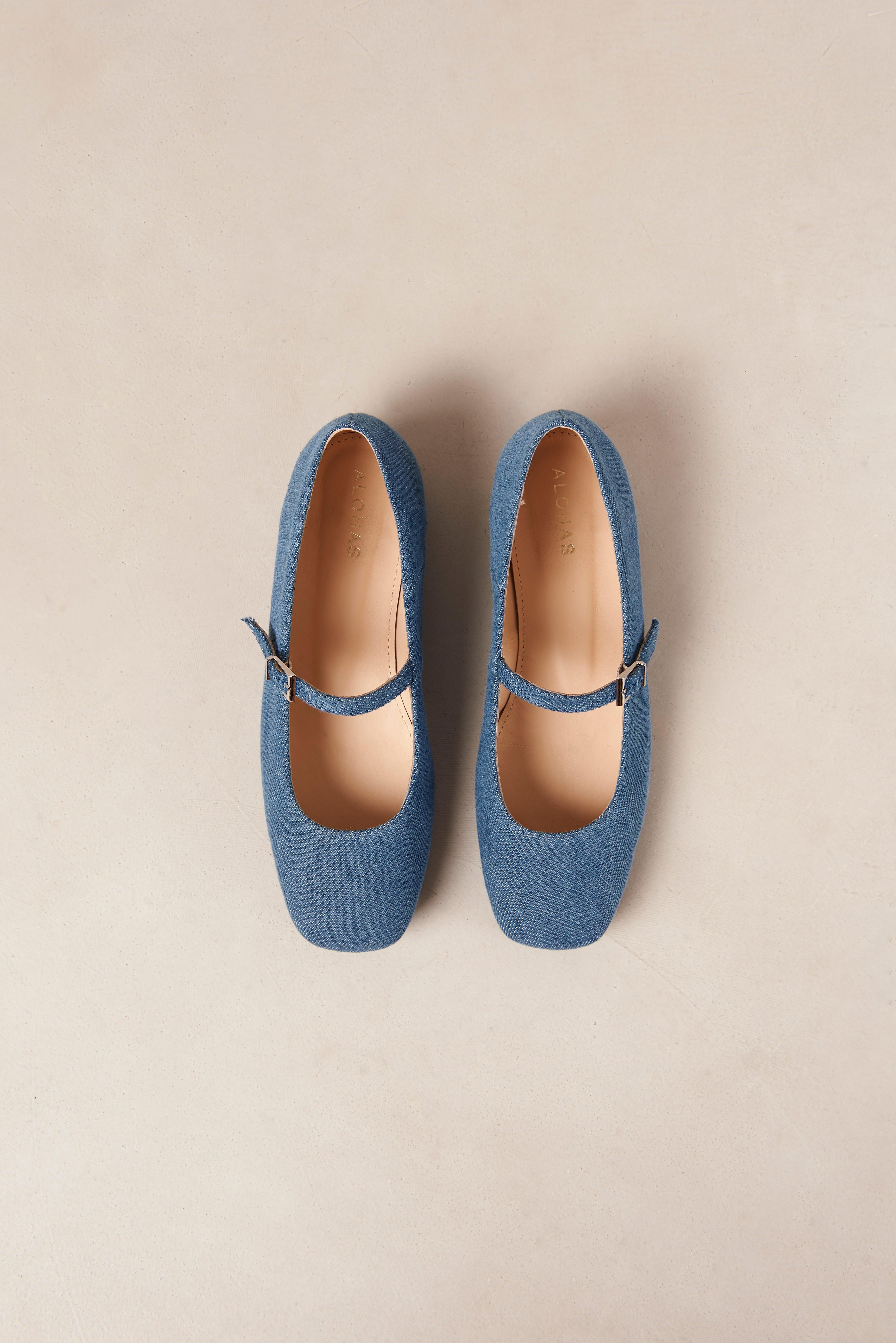 Alohas Por Do Sol Leather Ballet Flats - Denim Product Image