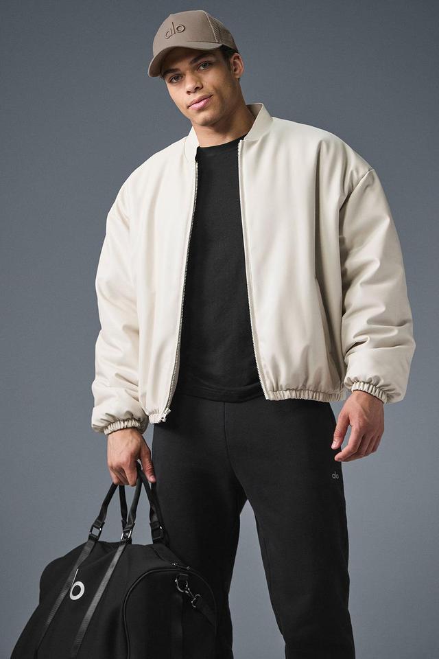 Faux Leather Premier Bomber - Bone Male Product Image