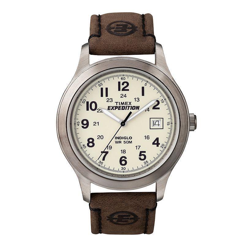 Timex Mens Expedition Leather Watch - T49870KZ Brown Product Image