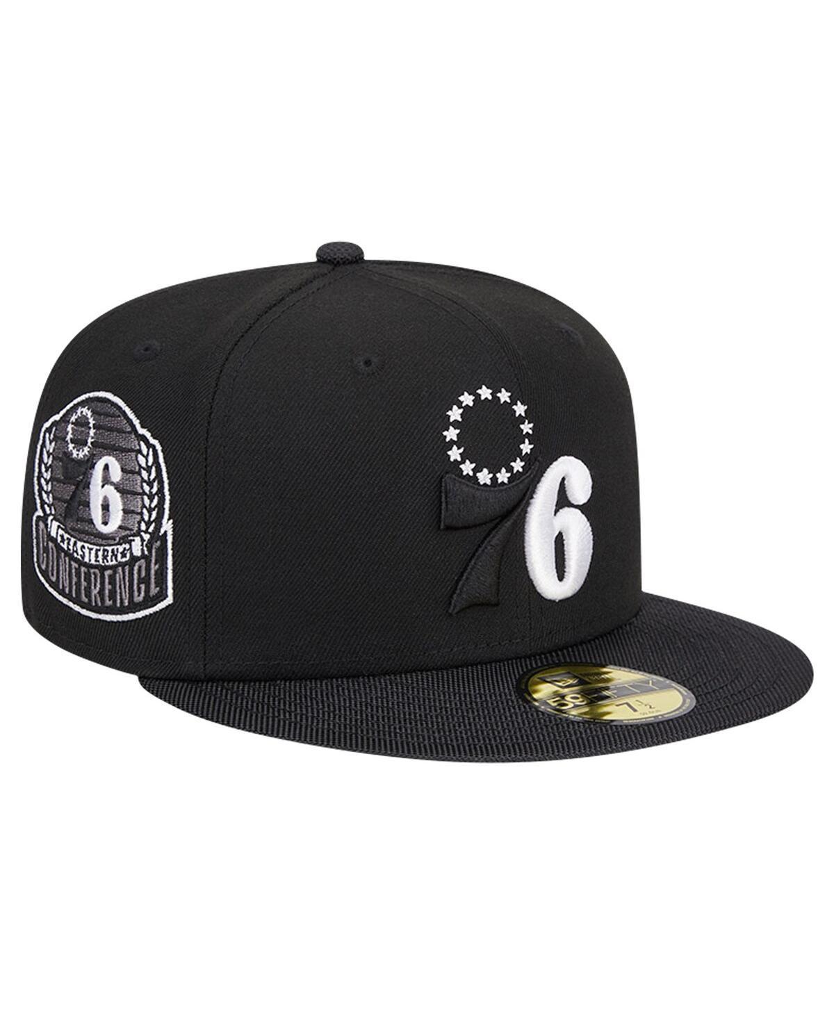 Mens New Era Black Philadelphia 76ers Active Satin Visor 59FIFTY Fitted Hat Product Image