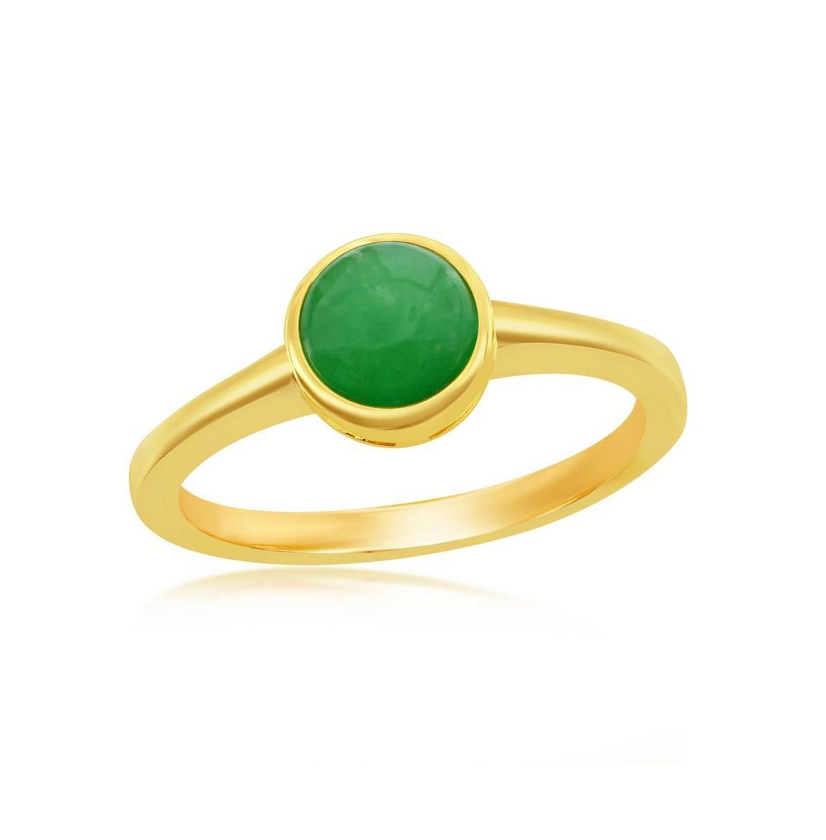 Sterling Silver Genuine Jade Solitaire Ring, Womens Product Image