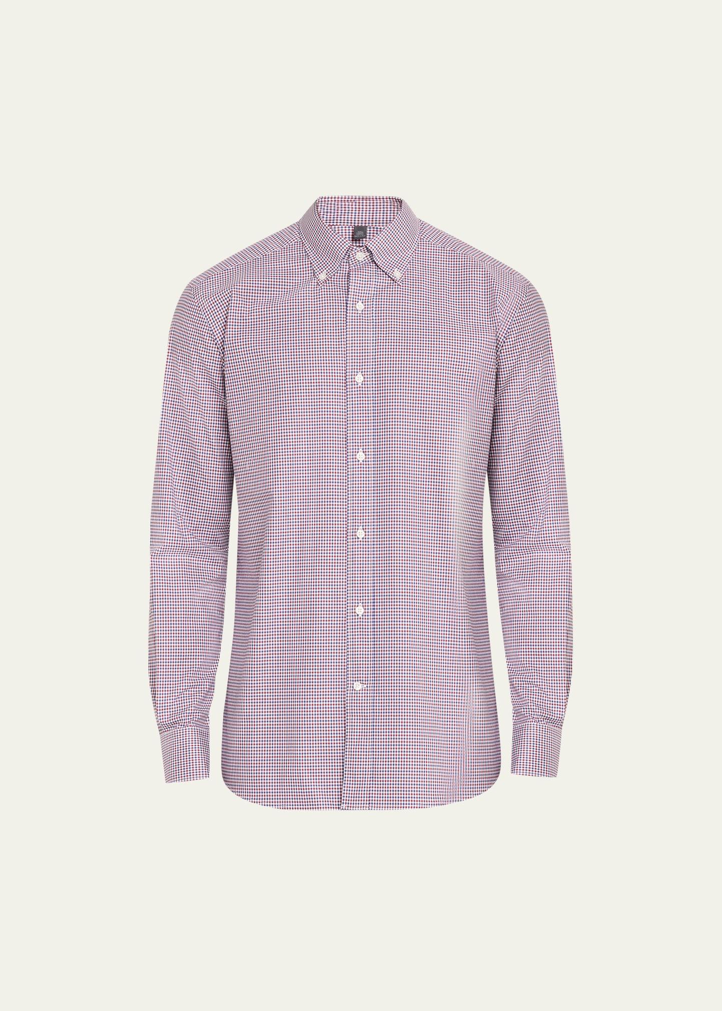 Mens Cotton Micro-Check Sport Shirt Product Image