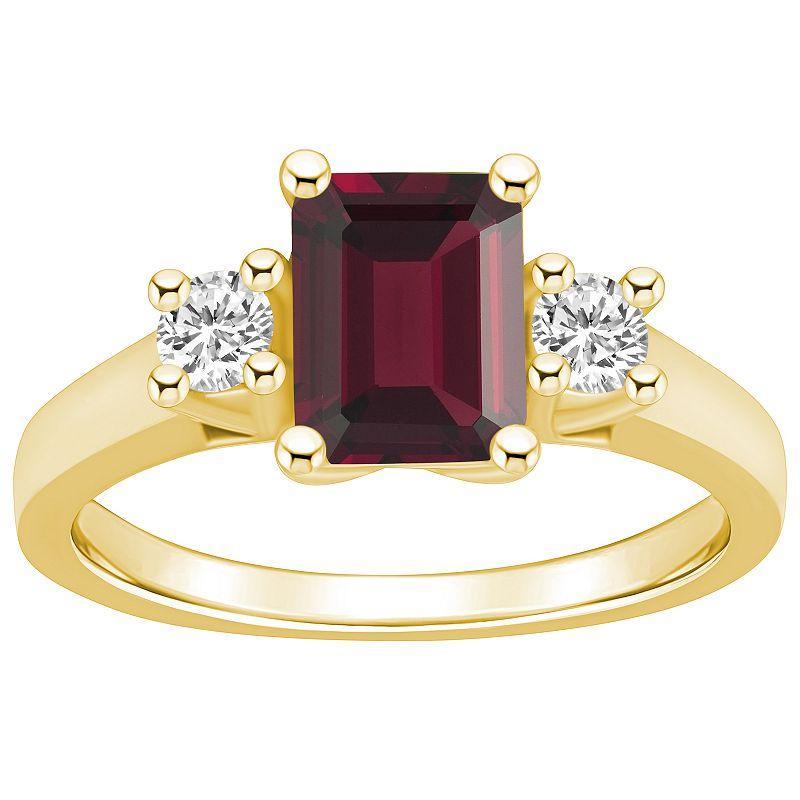 Alyson Layne 14k Gold Emerald Cut Garnet & 1/4 Carat T.W. Diamond Ring, Womens Red Product Image