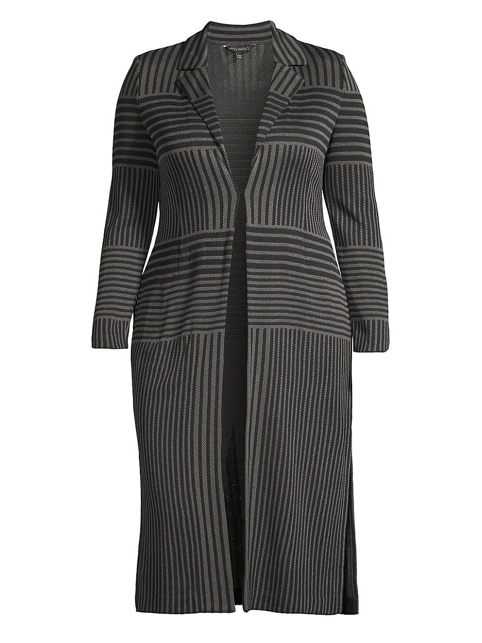 Womens Long Jacquard-Knit Coat Product Image