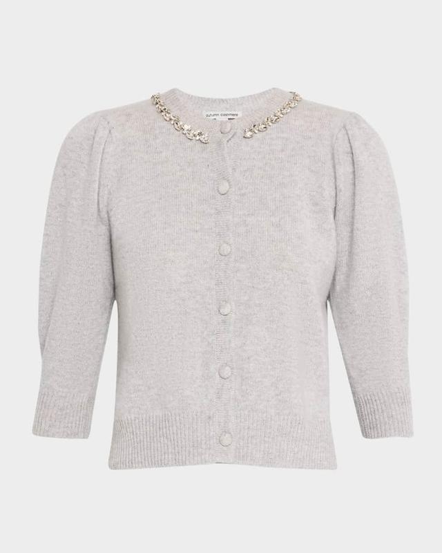 Rhinestone-Trim Cashmere Cardigan Product Image