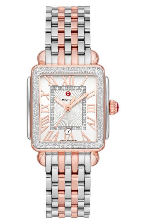 MICHELE Deco Madison Mid Diamond Two-Tone Bracelet Watch, 29mm x 31mm Product Image