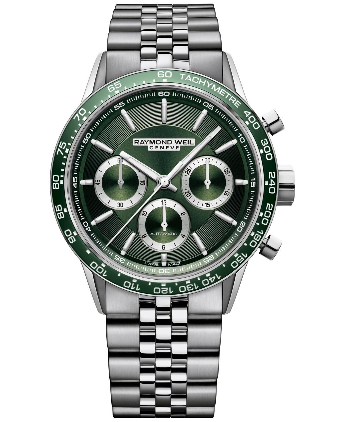 Raymond Weil Mens Swiss Automatic Chronograph Freelancer Stainless Steel Bracelet Watch 44mm Product Image