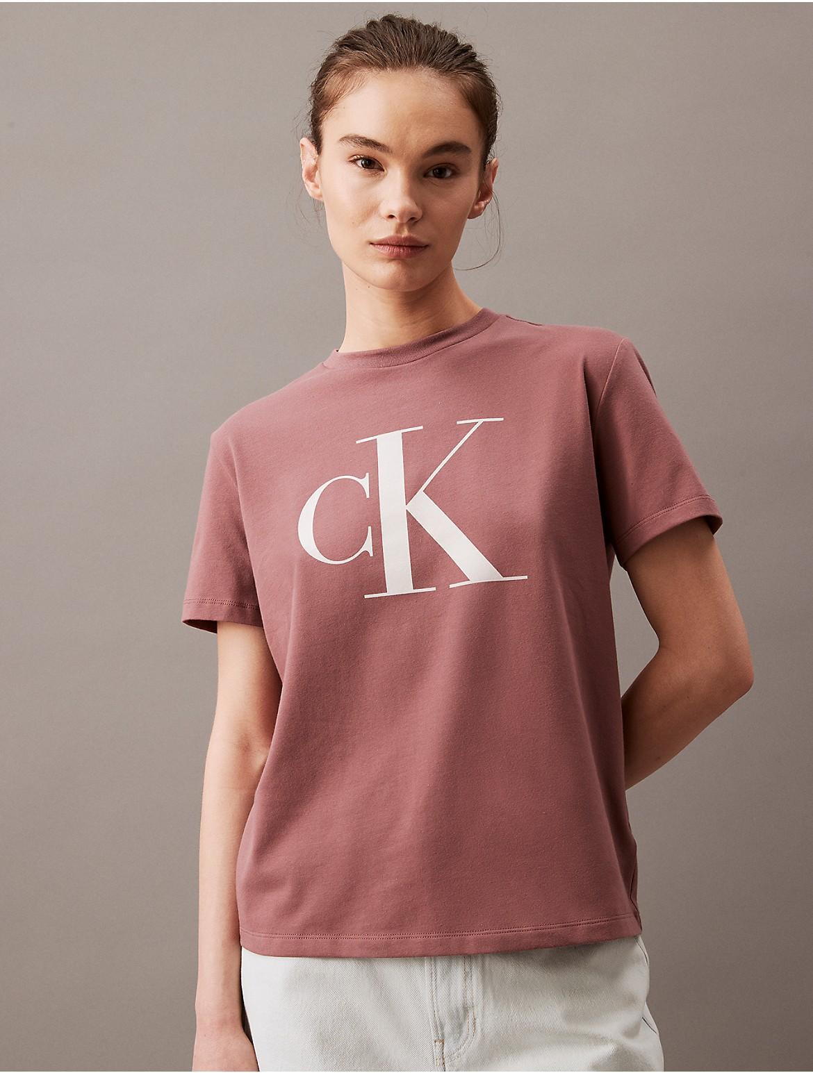 Calvin Klein Womens Monogram Logo Crewneck T-Shirt - Black - XL Product Image