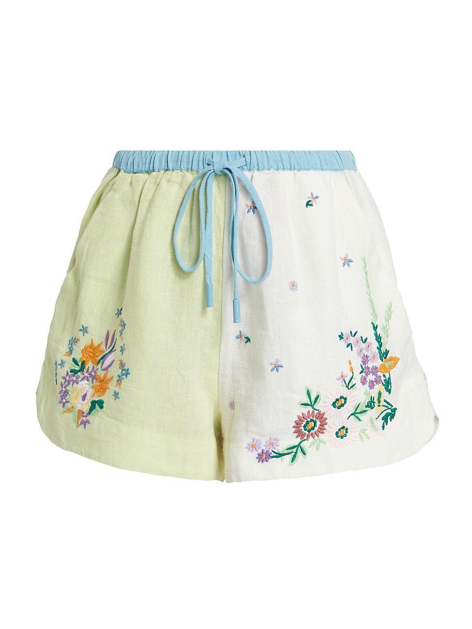 Womens Hotel Paradiso Willa Embroidered Linen Shorts Product Image