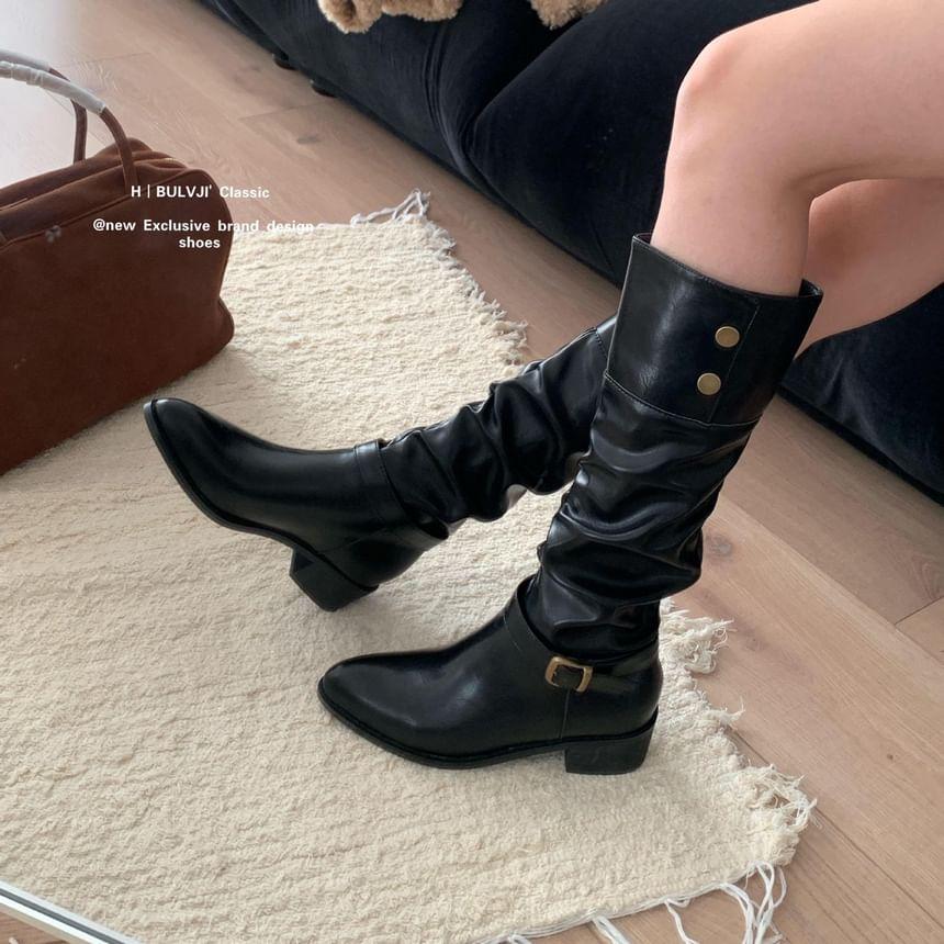 Buckled Chunky Heel Tall Boots product image