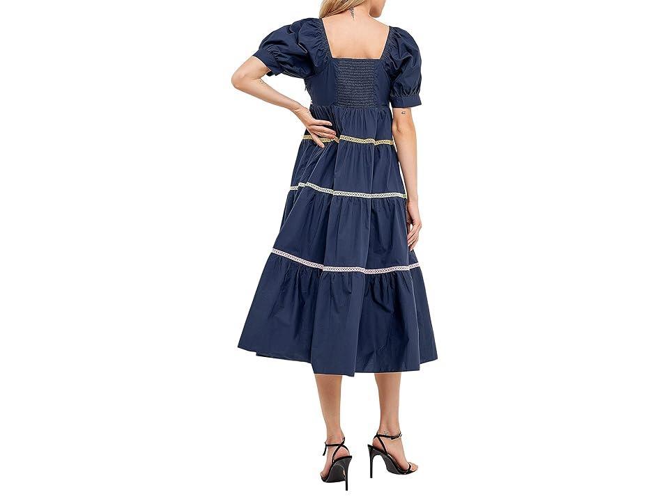 English Factory Multicolor Trim Midi Dress Women's Dress Product Image