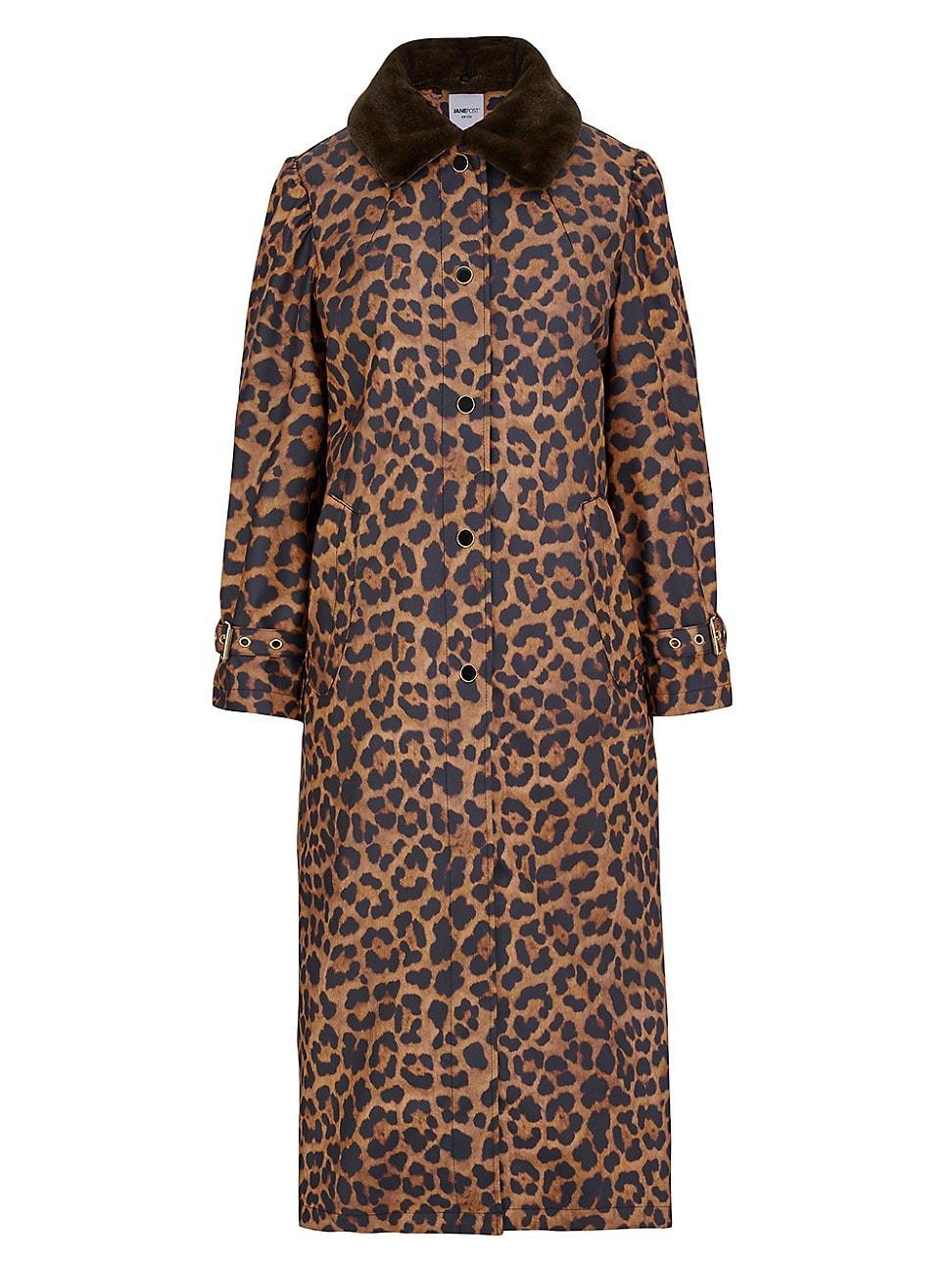 Womens Leopard Faux-Fur-Trimmed Car Coat product image