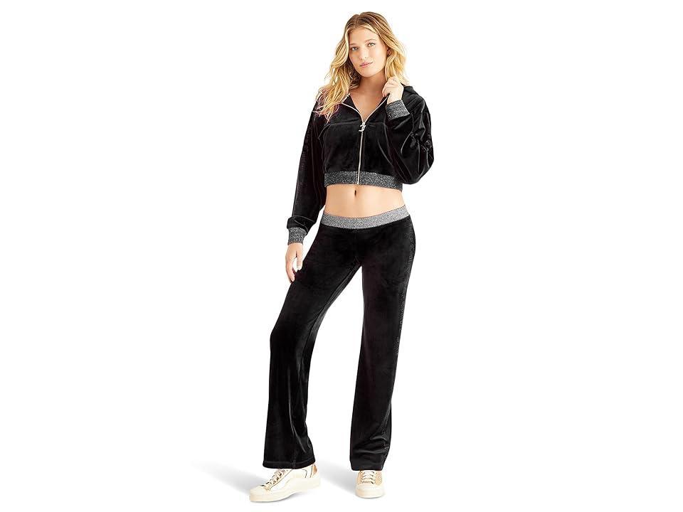 Juicy Couture Cropped Drop Shoulder Track with Arm Bling (Liquorice) Women's Clothing Product Image