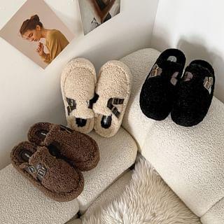 Platform Buckled Fleece Mules Product Image